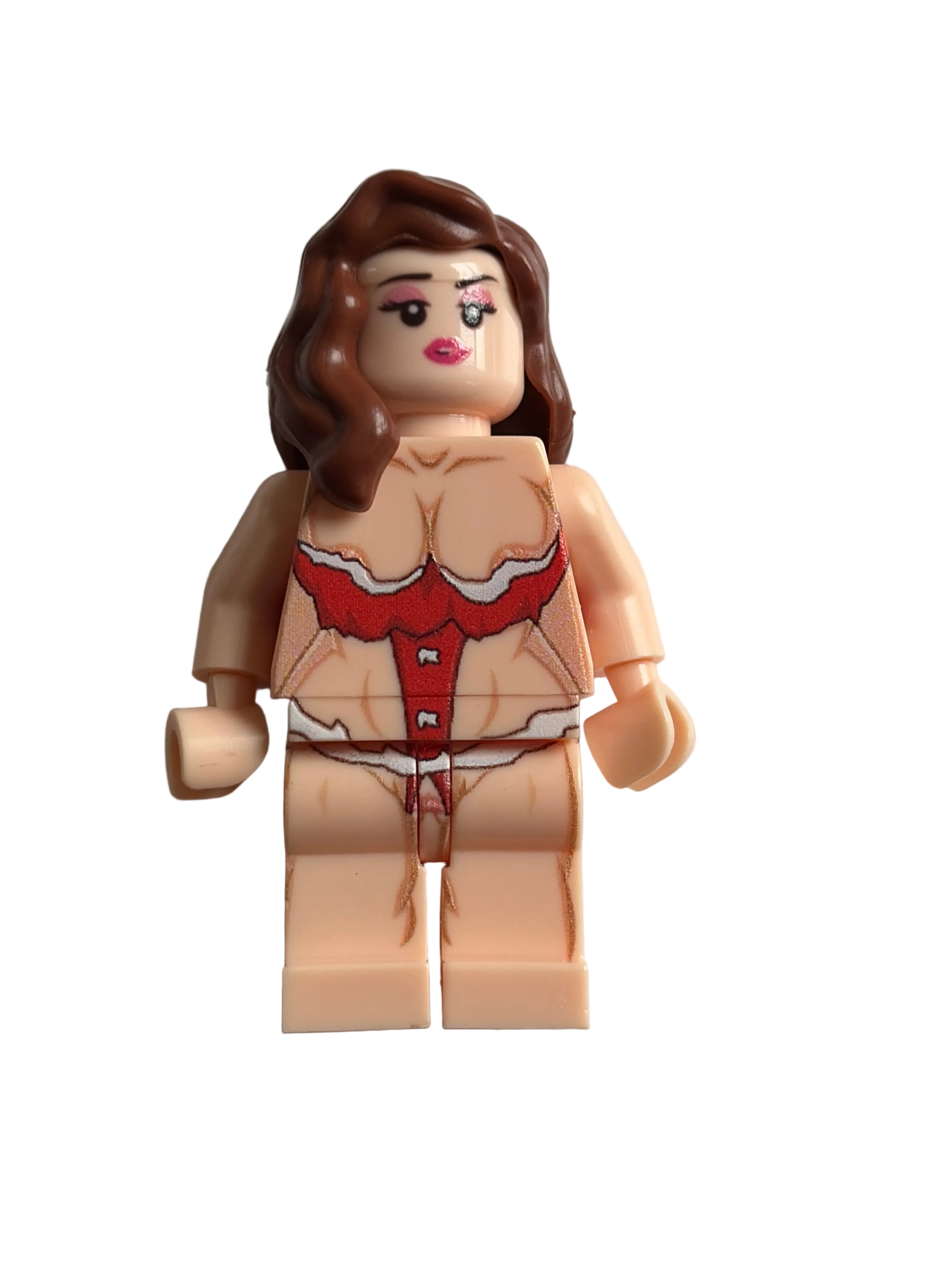 Pretty minifigure in red and white bedtime nighty clothes