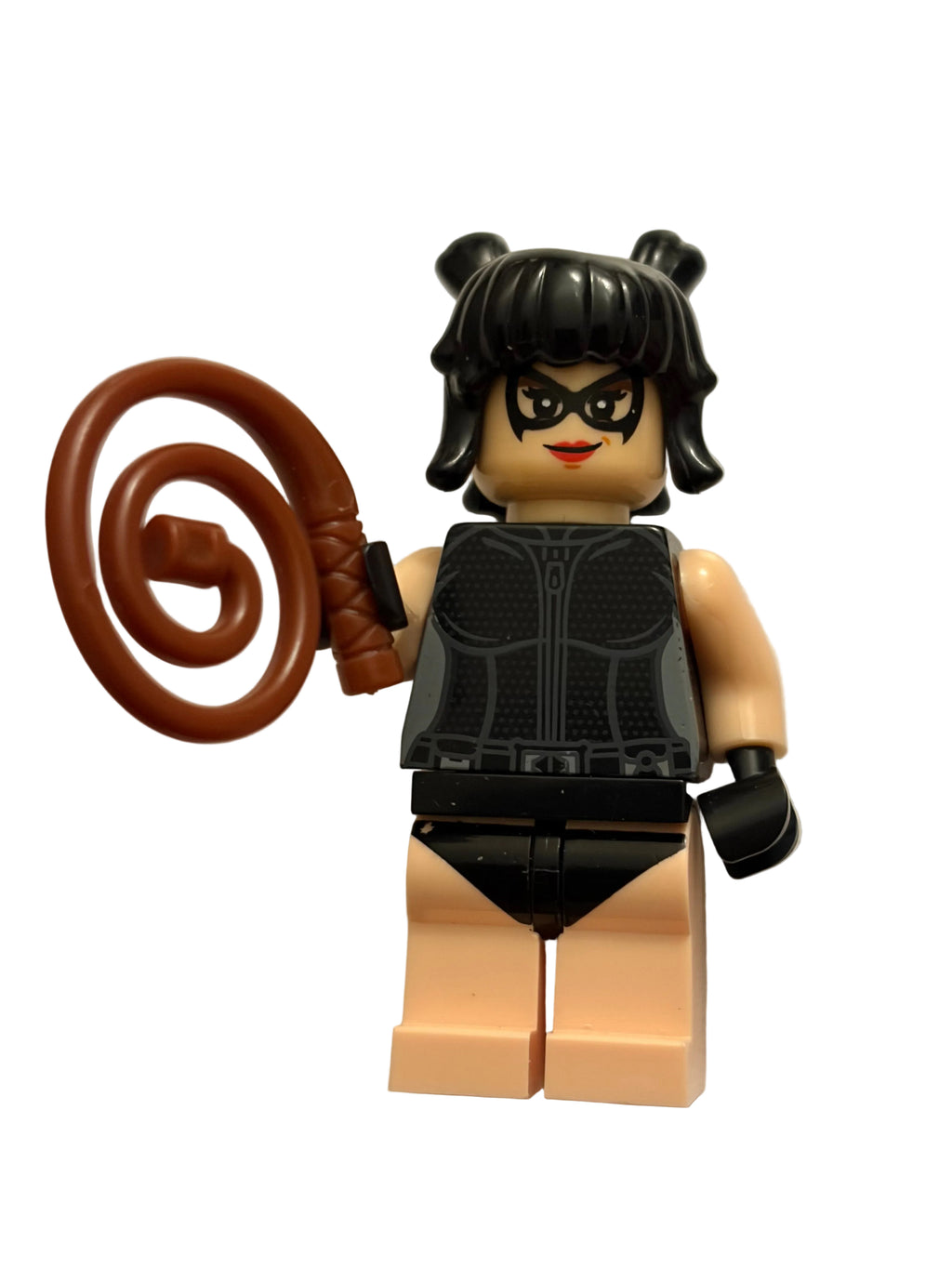 Brown minifigure legs and torso on a white background with whip
