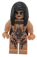 Toy figure with tattoo-like design on a plain background