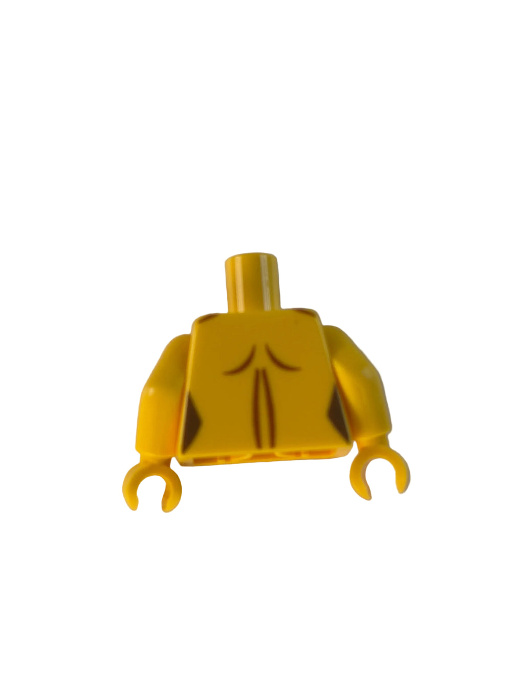 Yellow Lego piece on a white background