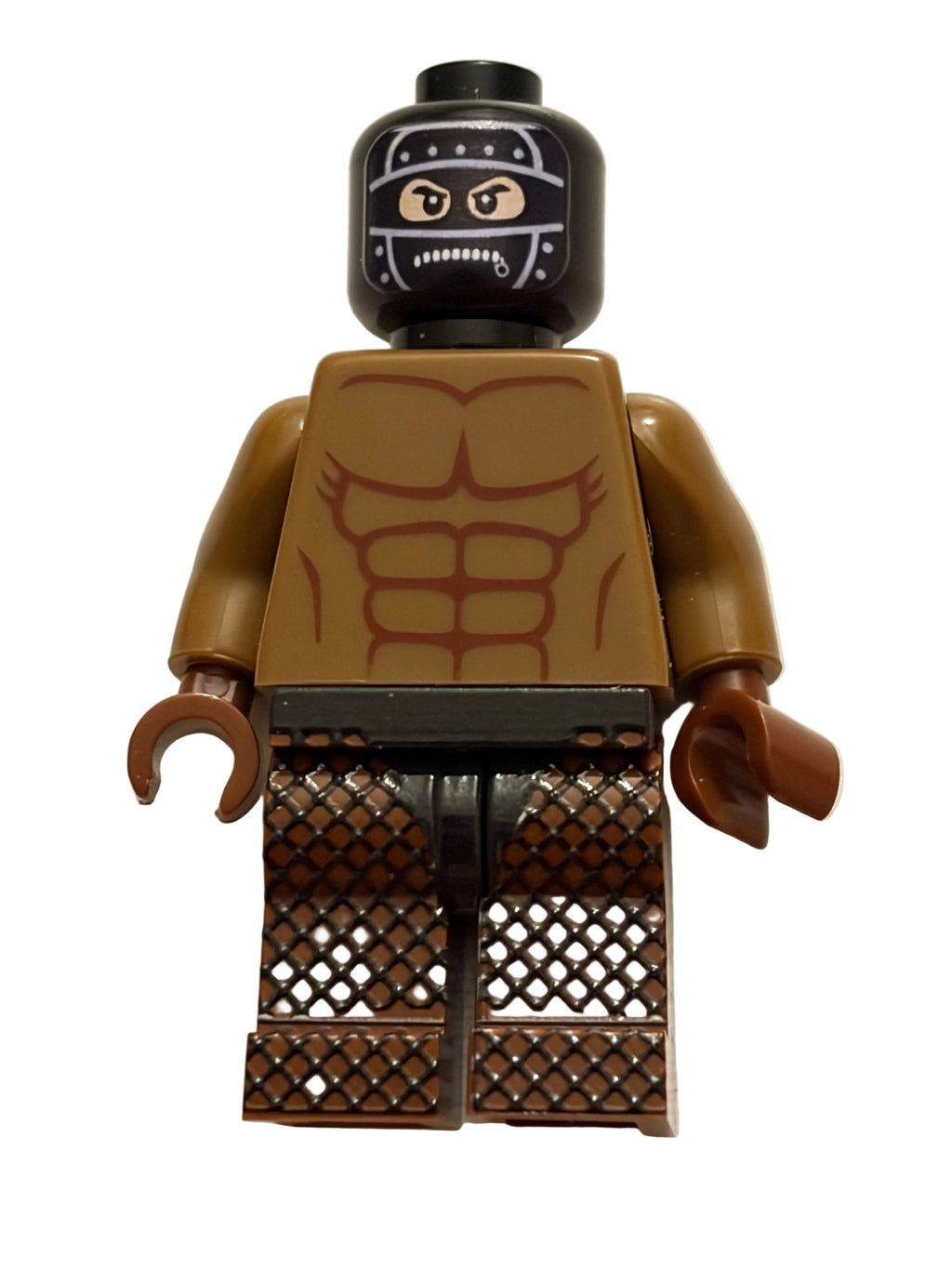 Brown minifigure legs and torso on a white background with black head 