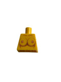 Yellow Lego piece with a face on a gray background