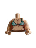 A custom printed LEGO minifigure torso piece with beige skin tone and a bikini bottom graphic, shown on a light gray background.