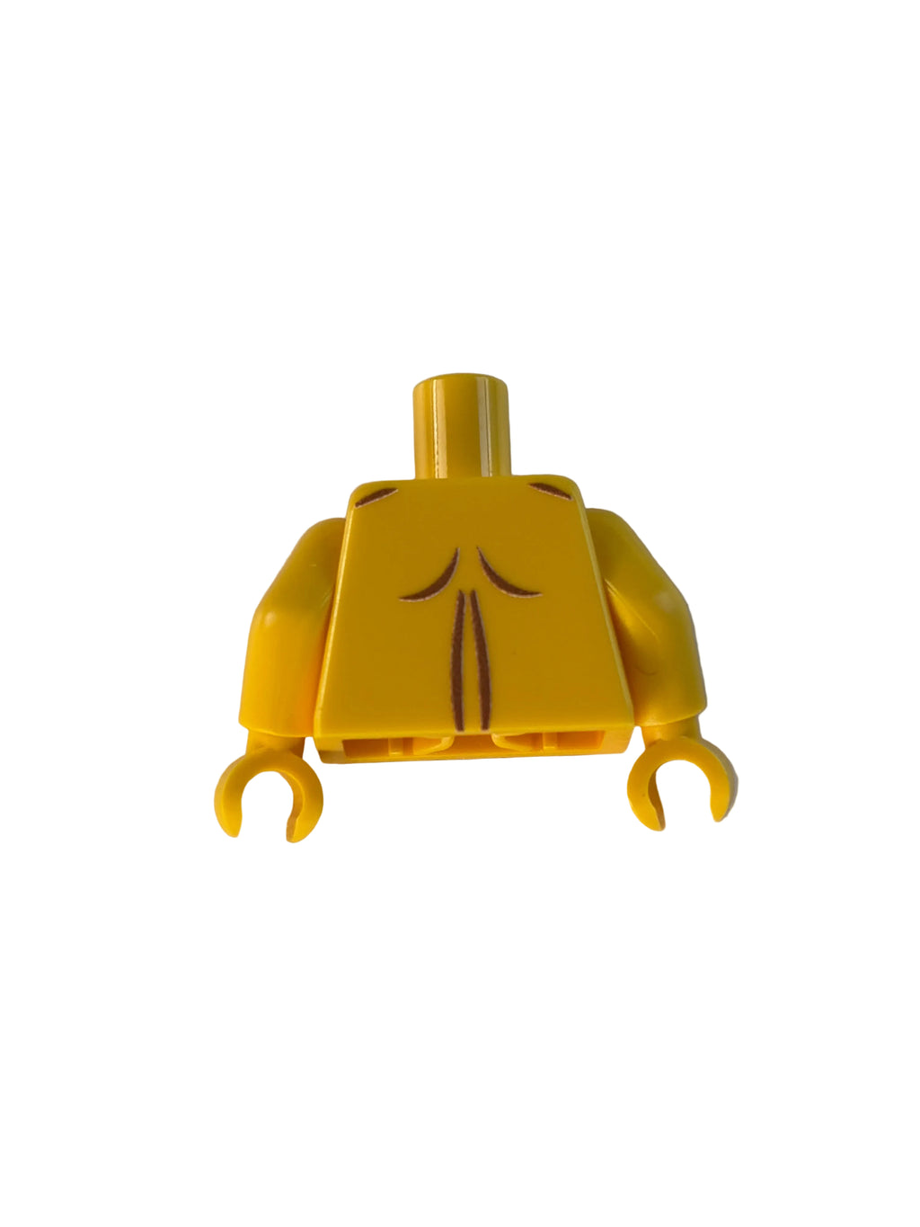 Yellow plastic torso piece on a white background