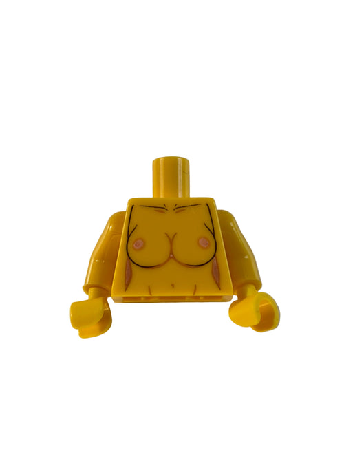 Yellow plastic torso on a white background
