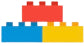 Colorful toy building blocks on a white background